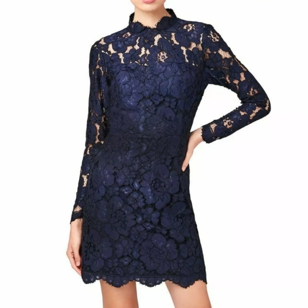 NWT BETSEY JOHNSON Mock Neck Lace Cocktail Dress 2